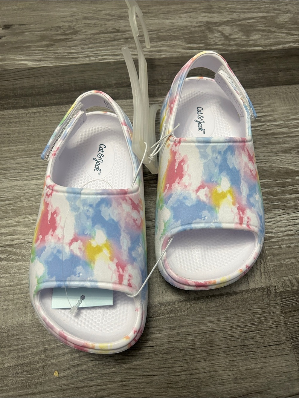 Cat & Jack Kids' Pastel Tie-Dye Slide Sandals - White Multi
